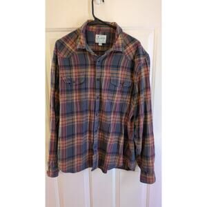 Lucky Brand Saturday Stretch Plaid Flannel Long Sleeve Snap Button XL Lumberjack